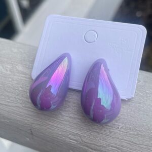 Metallic light Purple Color Bottega style Hailey Bieber Dome Rain Drop Earrings